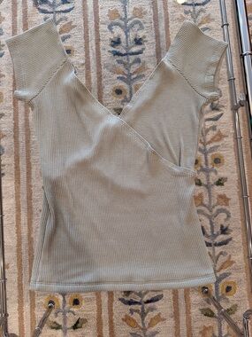 Abbeline Ribbed V-Neck Tank Top in Sage